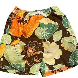 Baby Gap Swim Bottoms Shorts Trunks Floral Tropical Print Brown